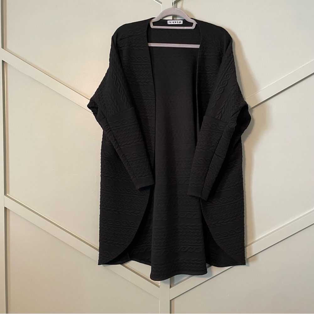 Anthropologie Black Open-Front Textured Cardigan